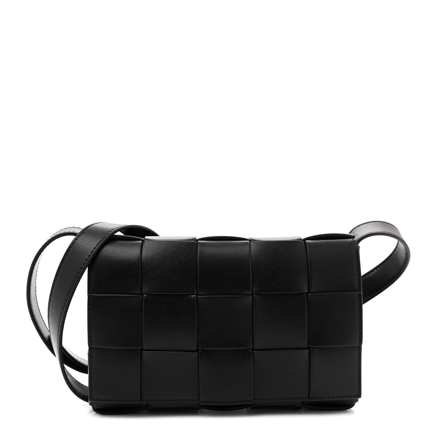 Bottega Veneta Lambskin Maxi Intrecciato Cassette Crossbody Bag Black 1 of 10