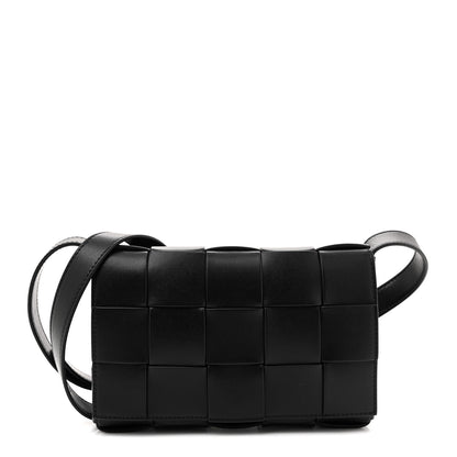 Bottega Veneta Lambskin Maxi Intrecciato Cassette Crossbody Bag Black 1 of 10