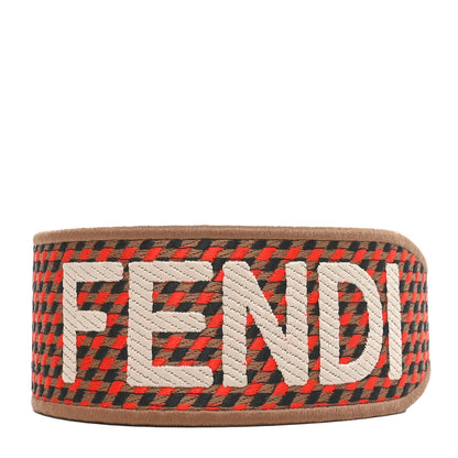 Fendi Ribbon Vitello King Logo Embossed Gingham Woven Adjustable Strap You 2 of 4