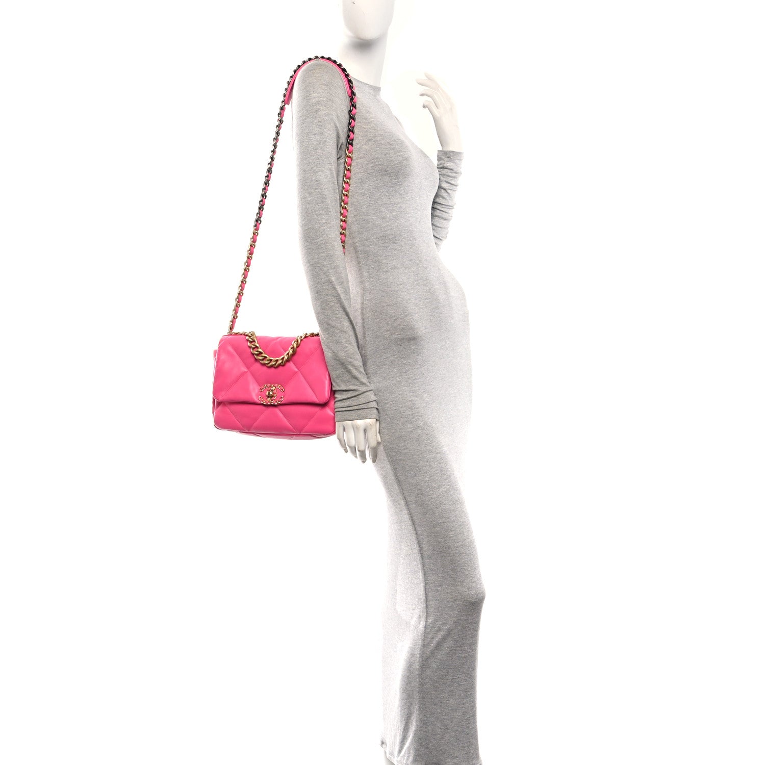 Chanel Lambskin Quilted Medium Chanel 19 Flap Dark Pink 2 of 10