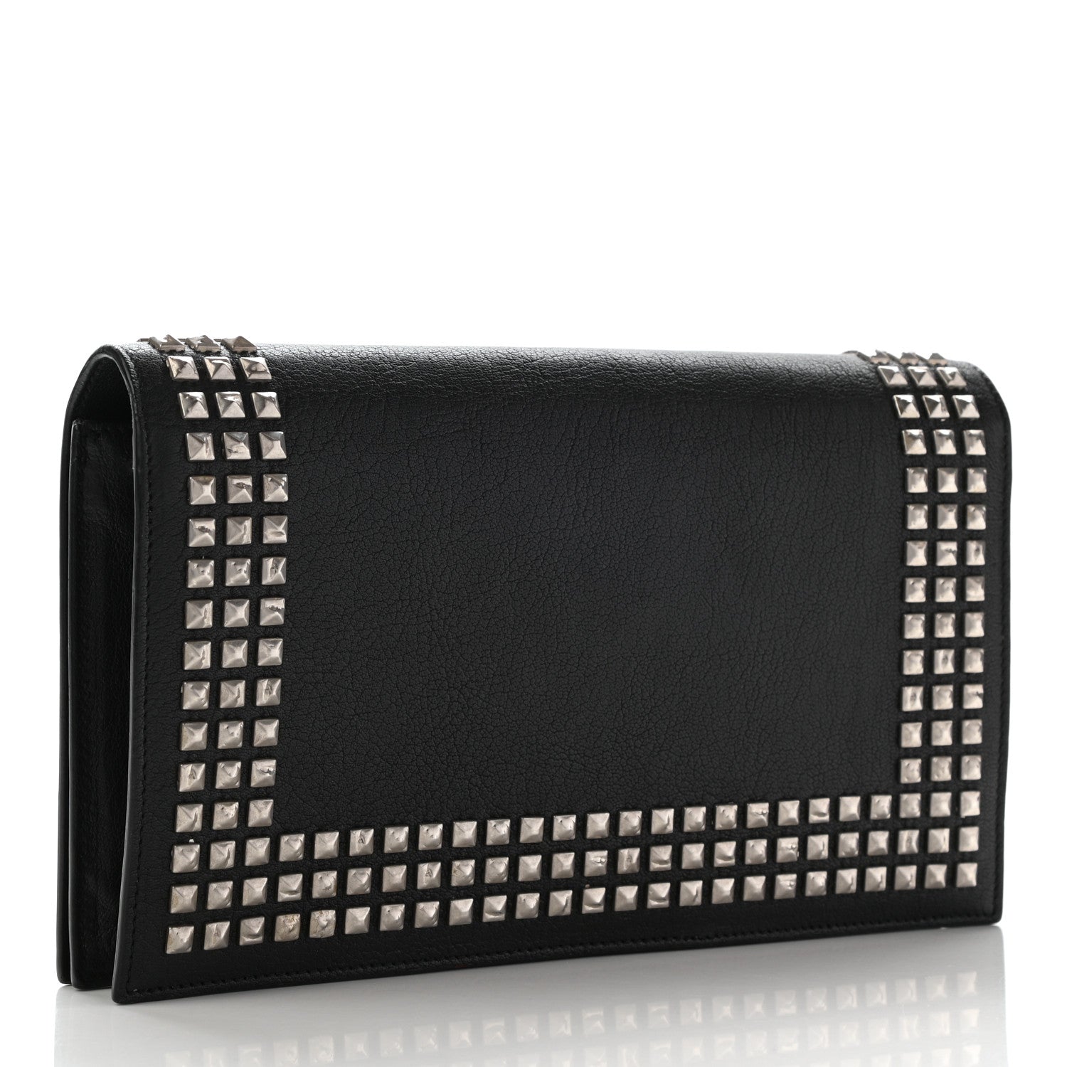 Saint Laurent Calfskin Studded Monogram Bag Black 3 of 10