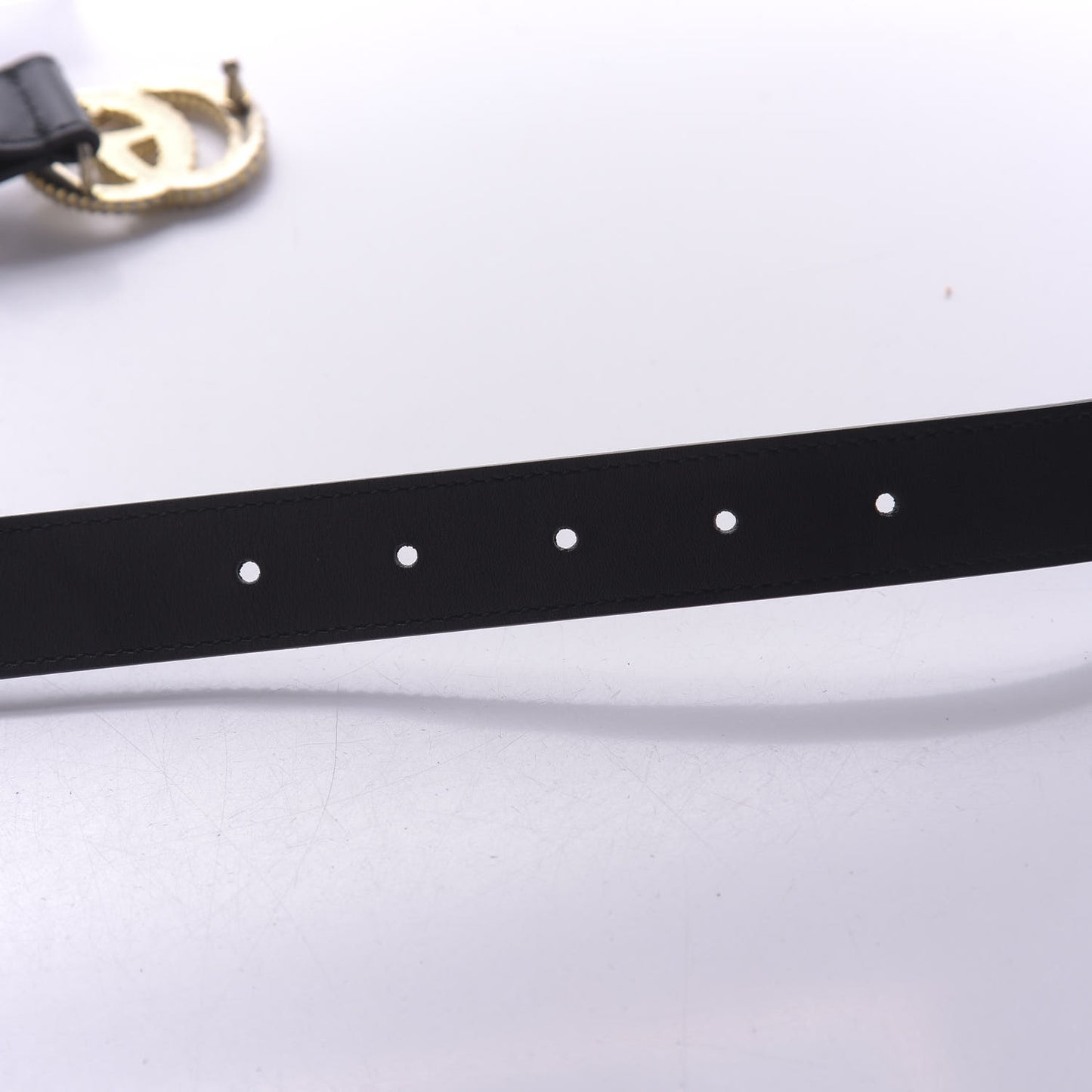 Moon Calfskin Torchon Double G 25mm Belt 80 32 Black