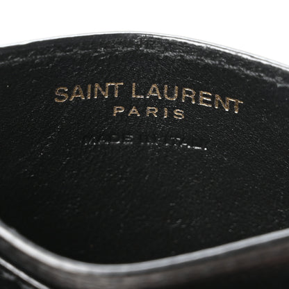 Saint Laurent Grain De Poudre Matelasse Chevron Monogram Credit Card Case Black 6 of 8