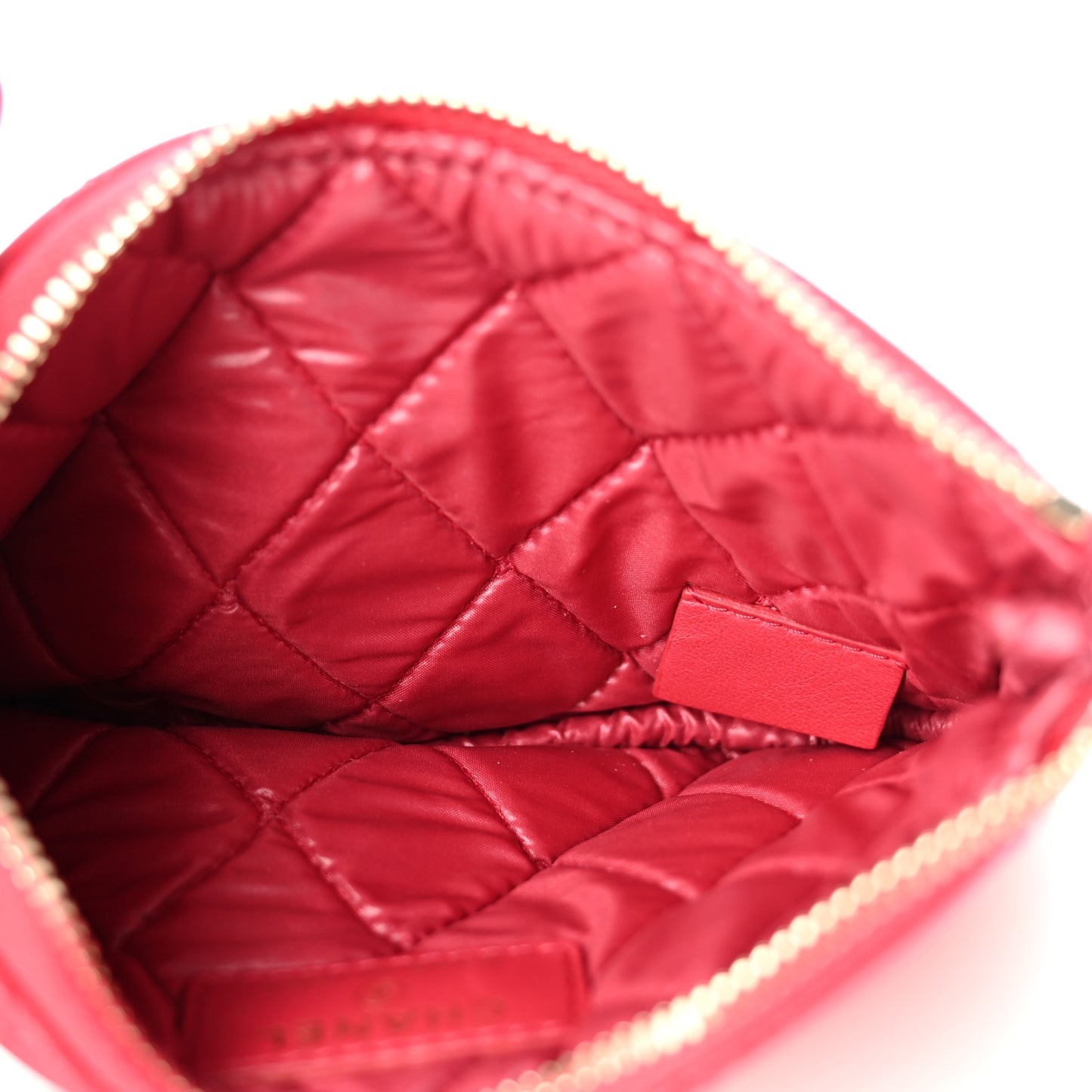 Lambskin Quilted Small Cosmetic Case Red