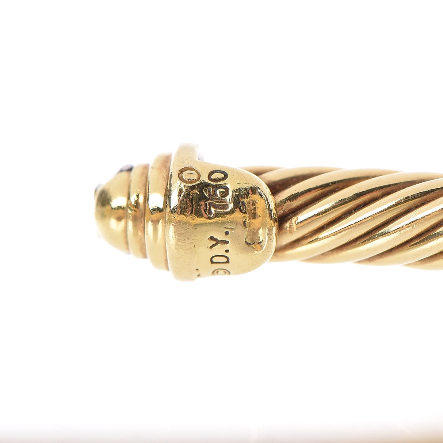 18K Yellow Gold Diamond 4mm Kids Cable Bracelet