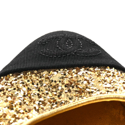Chanel Glitter Grosgrain Cap Toe CC Slingback Pumps 38 Gold Black 13 of 13