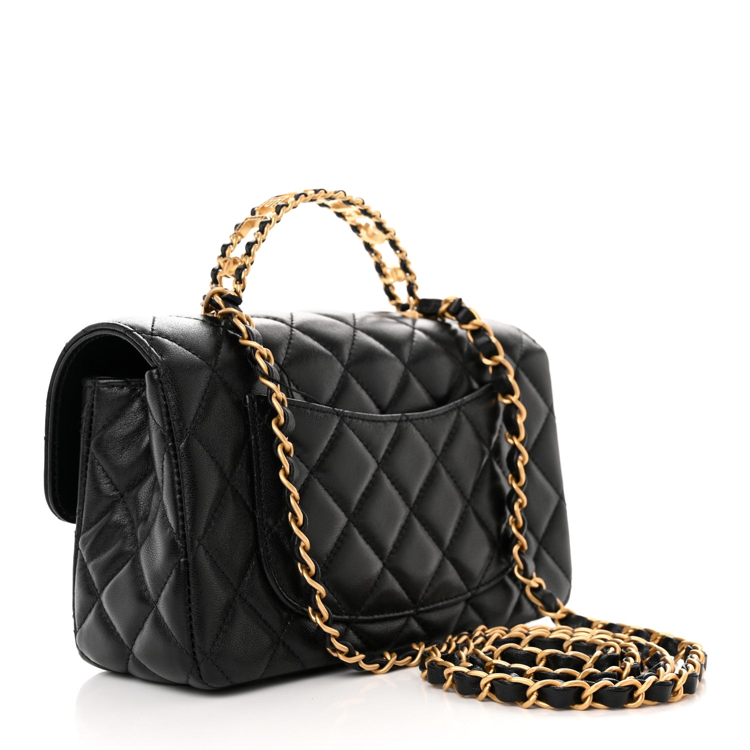 Chanel Lambskin Quilted Mini Strass On Top Flap Black 3 of 11