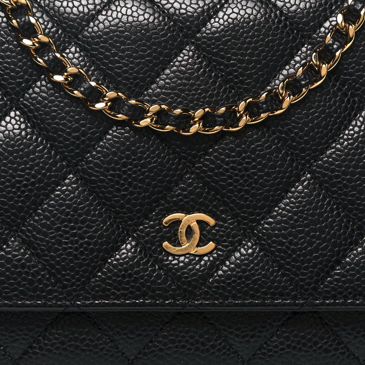 Caviar Quilted Wallet On Chain WOC Black