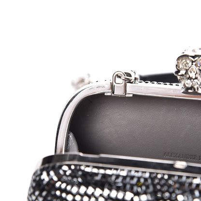 Alexander McQueen Crystal Nappa Classic Art Deco Skull Clutch Black Silver 8 of 10