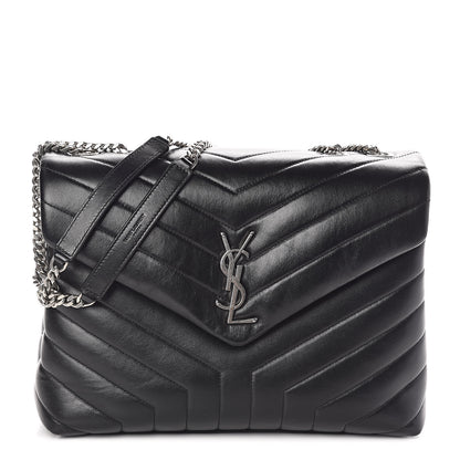 Saint Laurent Calfskin Y Quilted Monogram Medium Loulou Chain Satchel Black 1 of 9