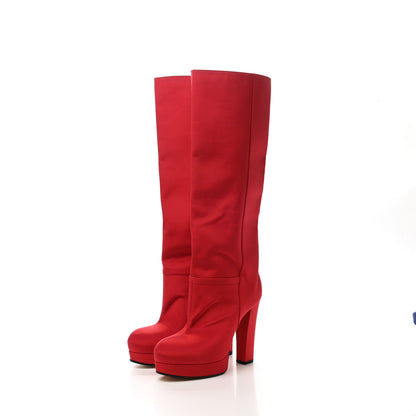Gucci Twill Larius Knee High Boots 35 Heron Red 3 of 8
