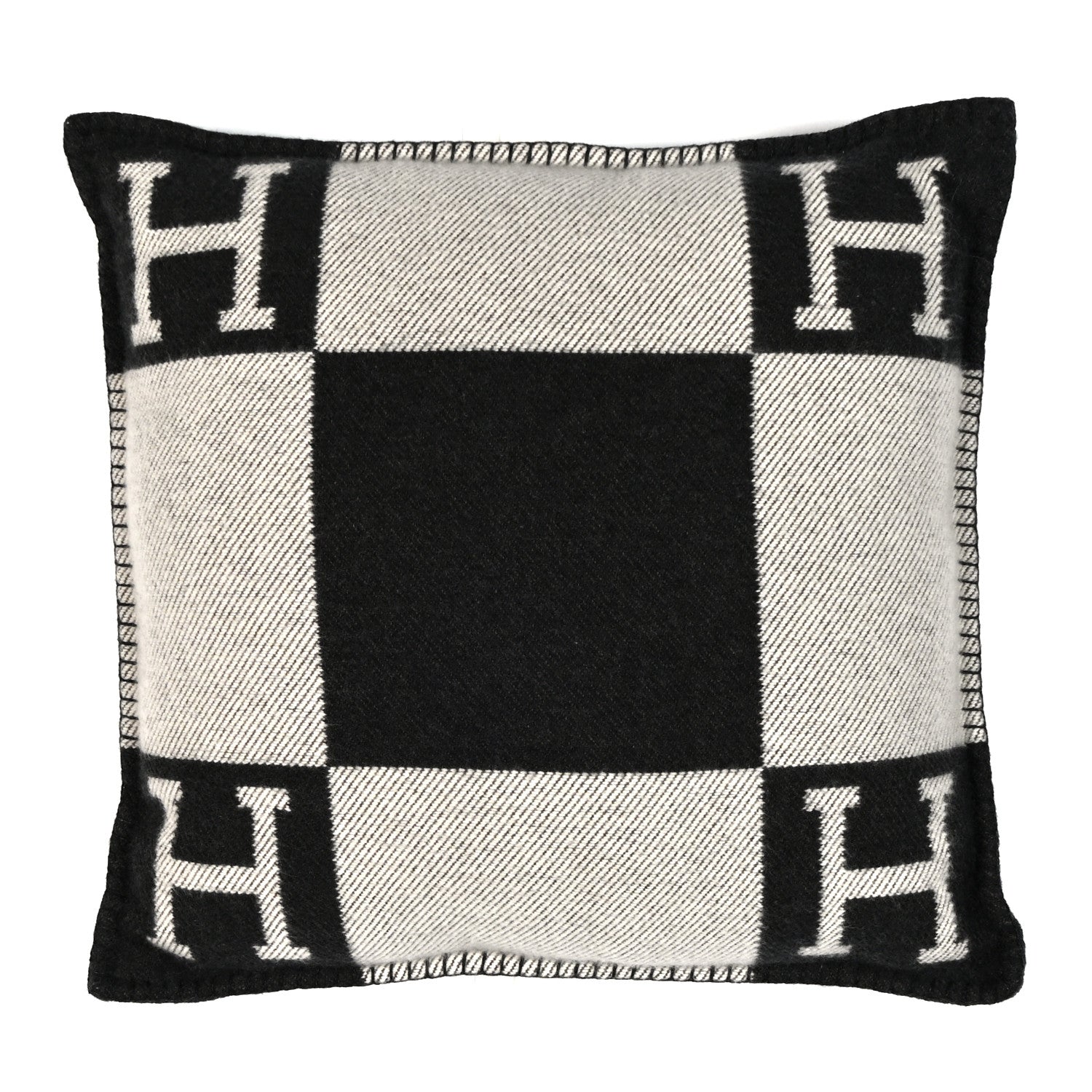 Hermes Wool Cashmere Avalon Pillow PM Ecru Gris Fonce 1 of 3