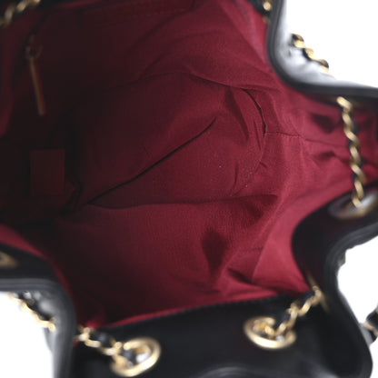 Chanel Lambskin Quilted Chain Bucket Drawstring Bag Black 5 of 10