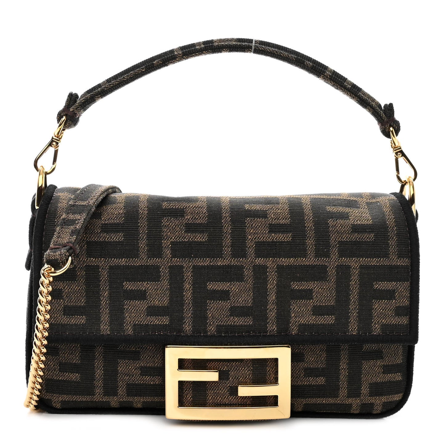 Fabric Jacquard FF 1974 Mini Baguette Tobacco Moro Black