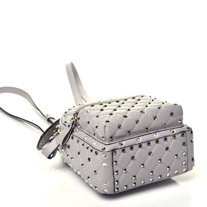 Valentino Garavani Nappa Quilted Mini Rockstud Spike Backpack Pastel Grey 3 of 8