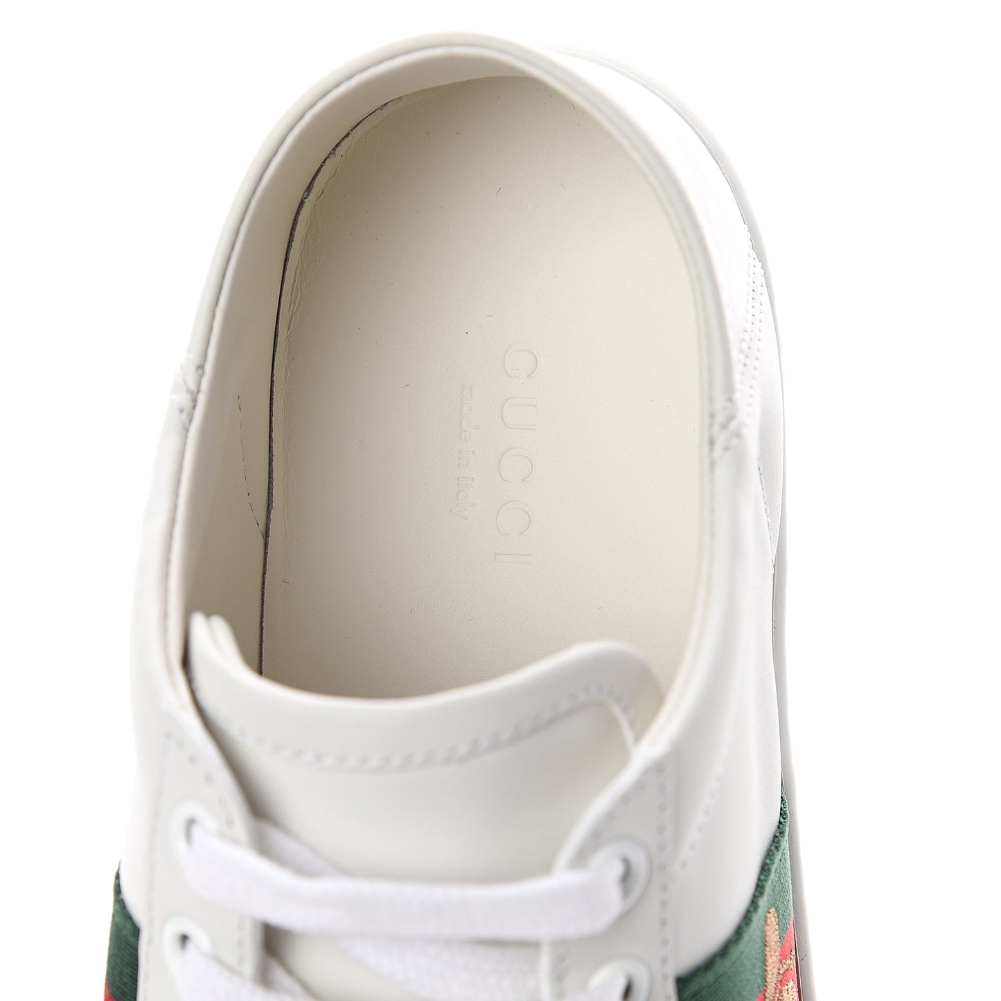 Calfskin Web Bee Embroidered Womens Ace Sneakers 36 White Green