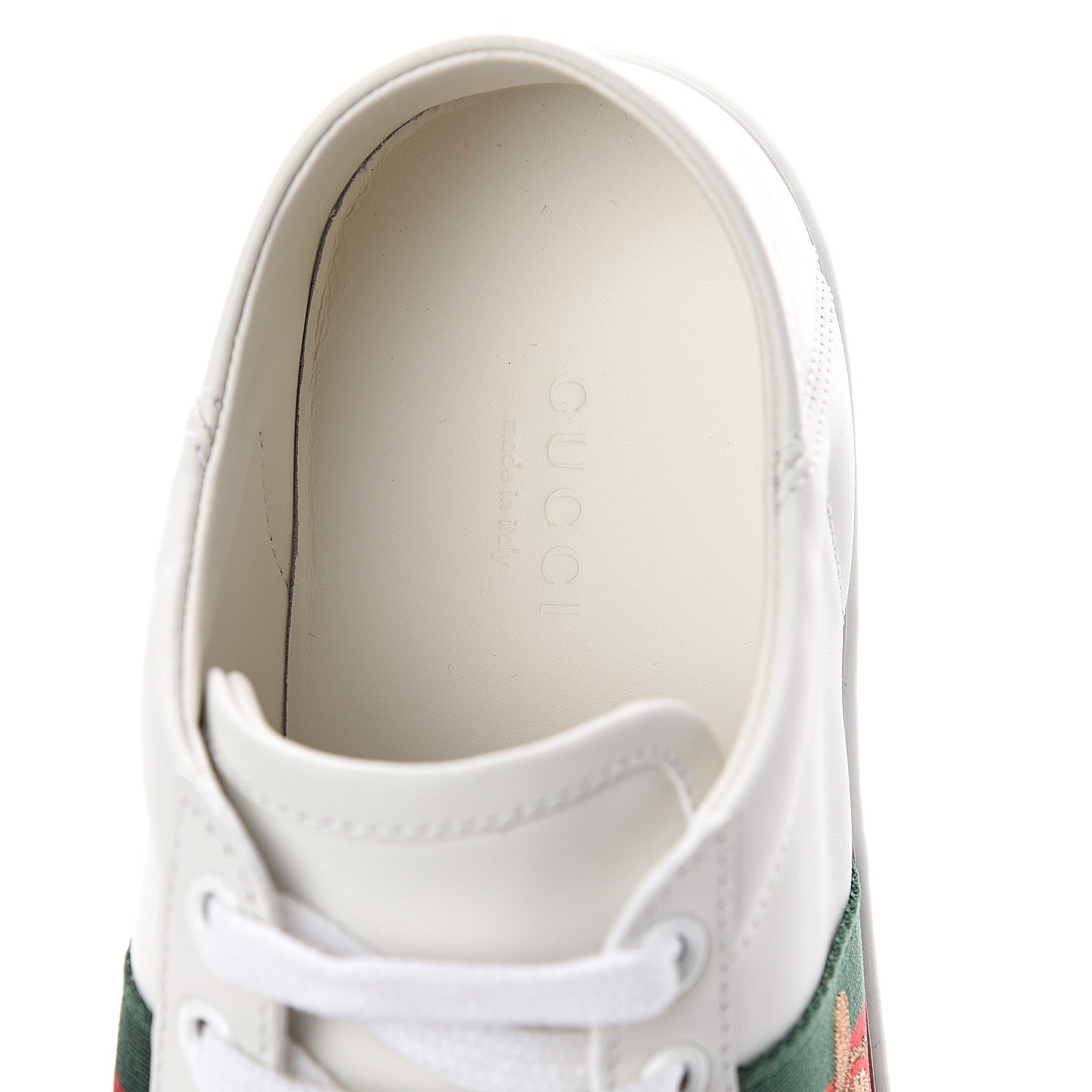 Gucci Calfskin Web Bee Embroidered Womens Ace Sneakers 36 White Green 6 of 7
