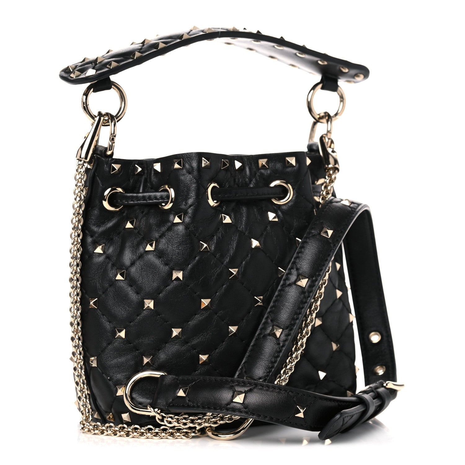 Valentino Garavani Nappa Mini Rockstud Spike Bucket Bag Black 3 of 10