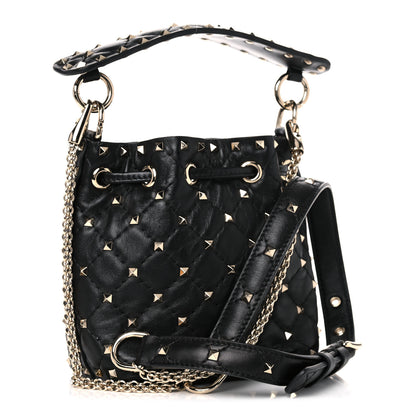 Valentino Garavani Nappa Mini Rockstud Spike Bucket Bag Black 3 of 10