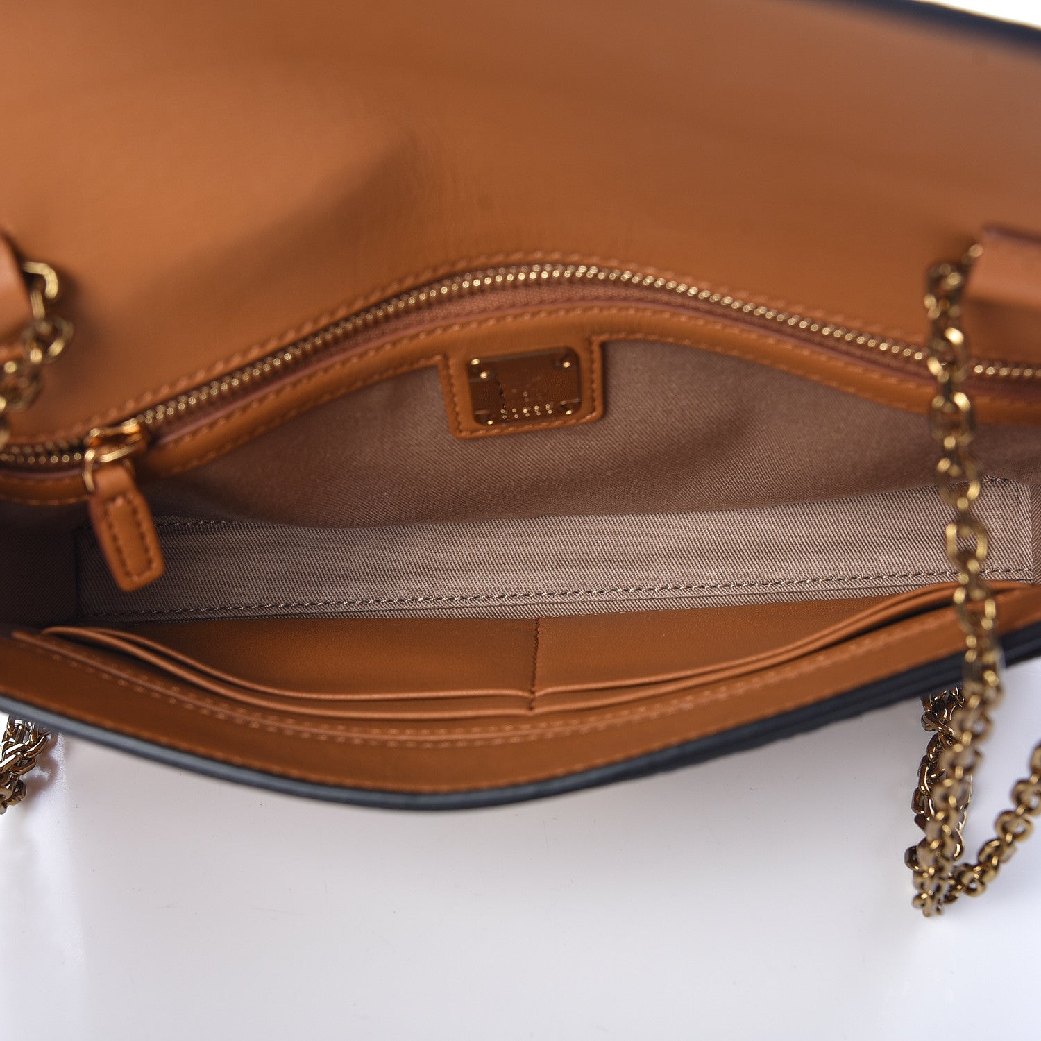 MCM Visetos Calfskin Millie Wallet On Chain Cognac Black 5 of 9