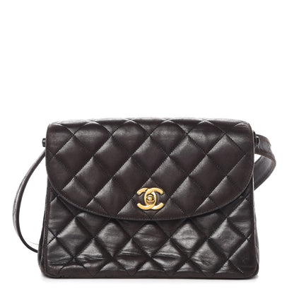 Chanel Lambskin Quilted Flap Shoulder Bag Dark Brown 1 of 19