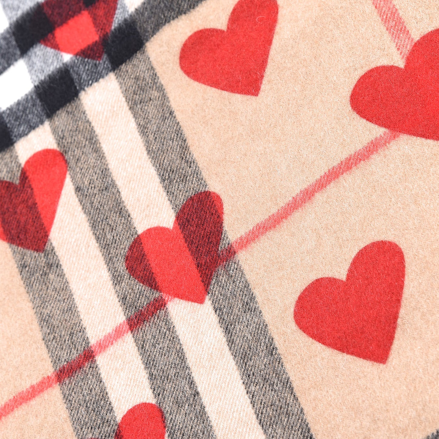 Cashmere Giant Heart Fringe Scarf Camel