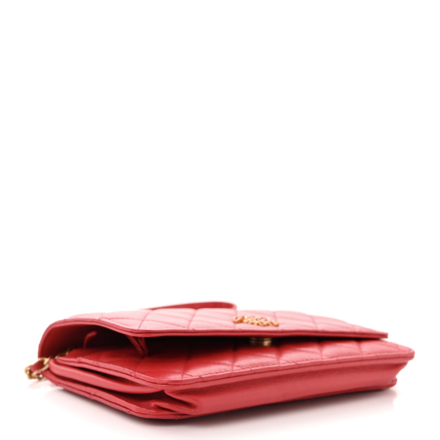 Lambskin Quilted Infinity Wallet On Chain WOC Red