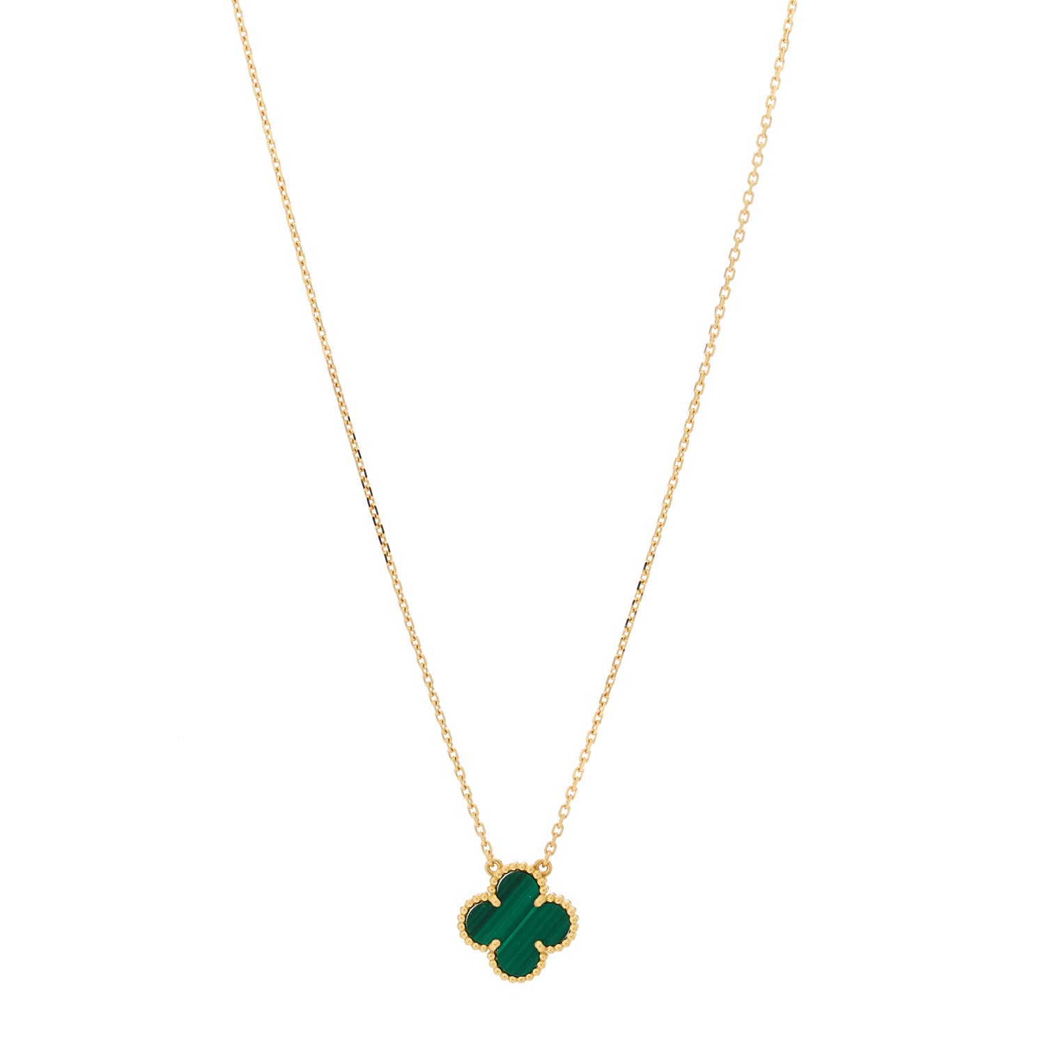 Van Cleef & Arpels 18K Yellow Gold Malachite Vintage Alhambra Pendant Necklace 1 of 5