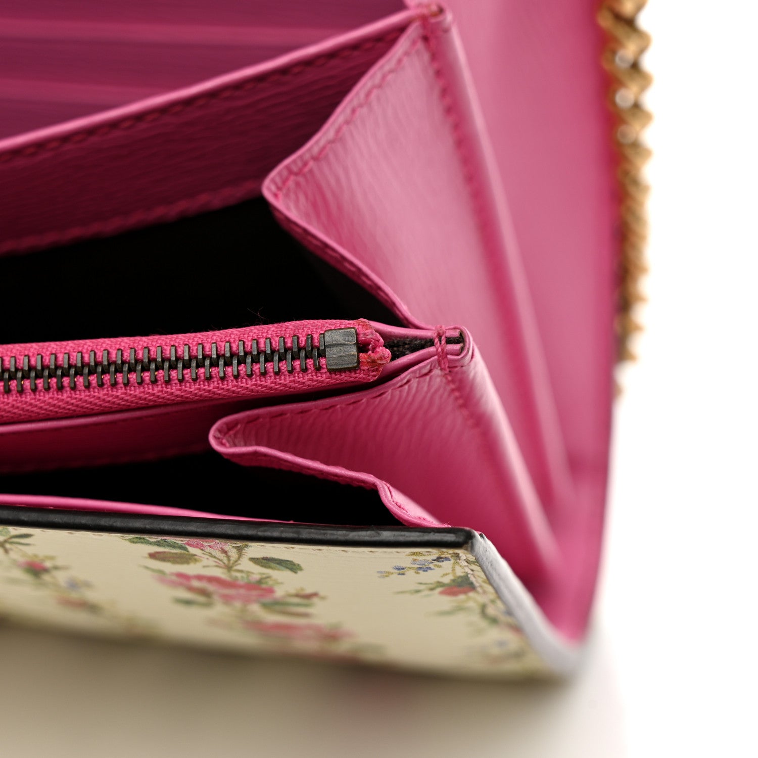 Gucci Calfskin Floral Print Mini Dionysus Chain Wallet Ivory Pink 12 of 14