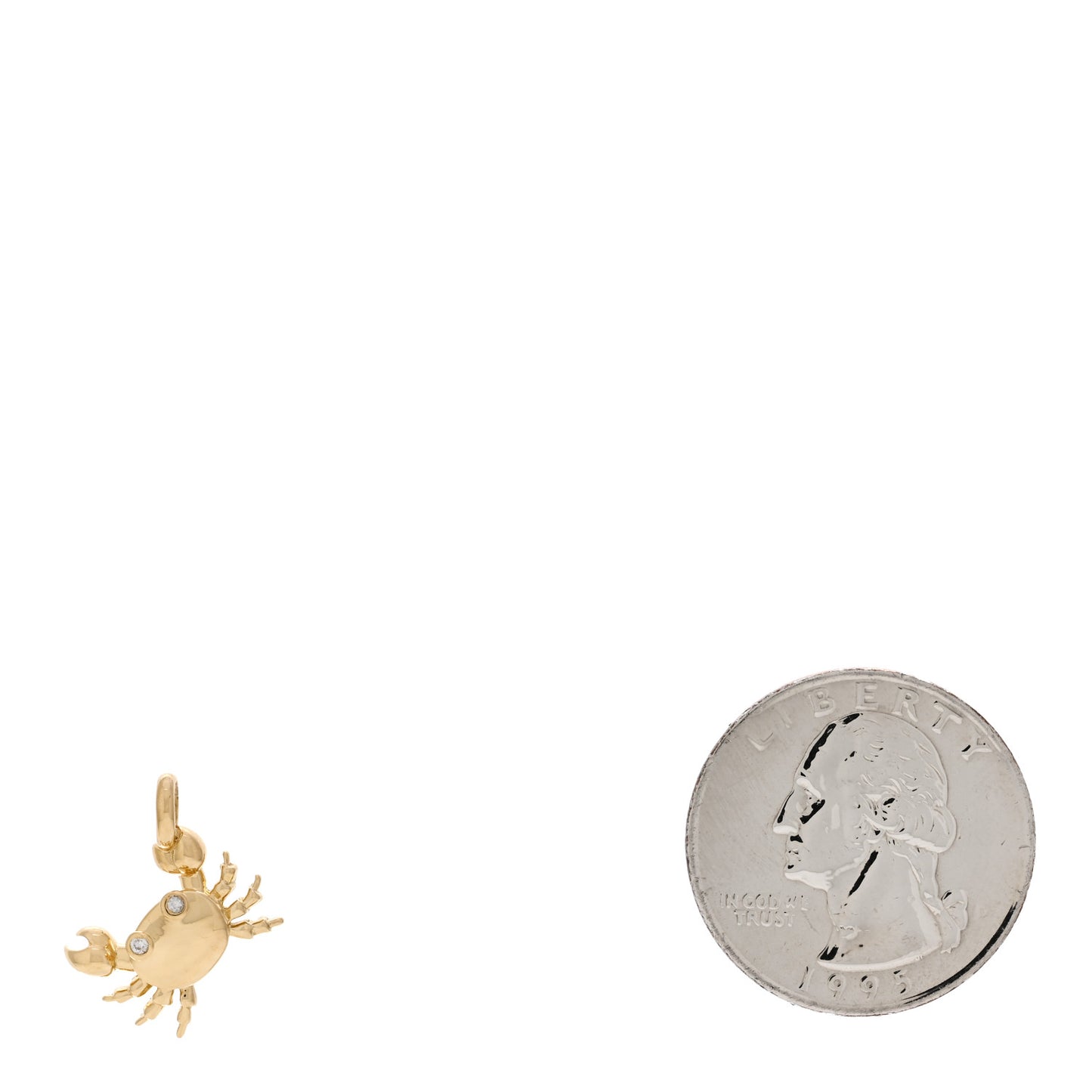 18K Yellow Gold Diamond Crab Charm Pendant