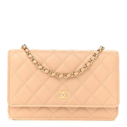 Chanel Caviar Quilted Wallet On Chain WOC Beige 1 of 10