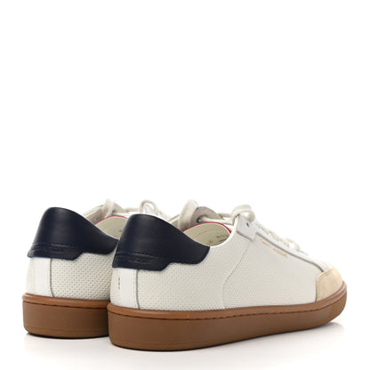 Saint Laurent Calfskin Perforated Suede SL10 Court Classic Low Top Sneakers 39.5 White 4 of 9