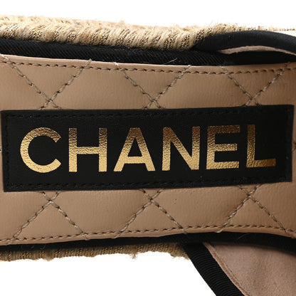 Chanel Crumpled Goatskin CC Espadrille Mules 36 Beige Black 8 of 10