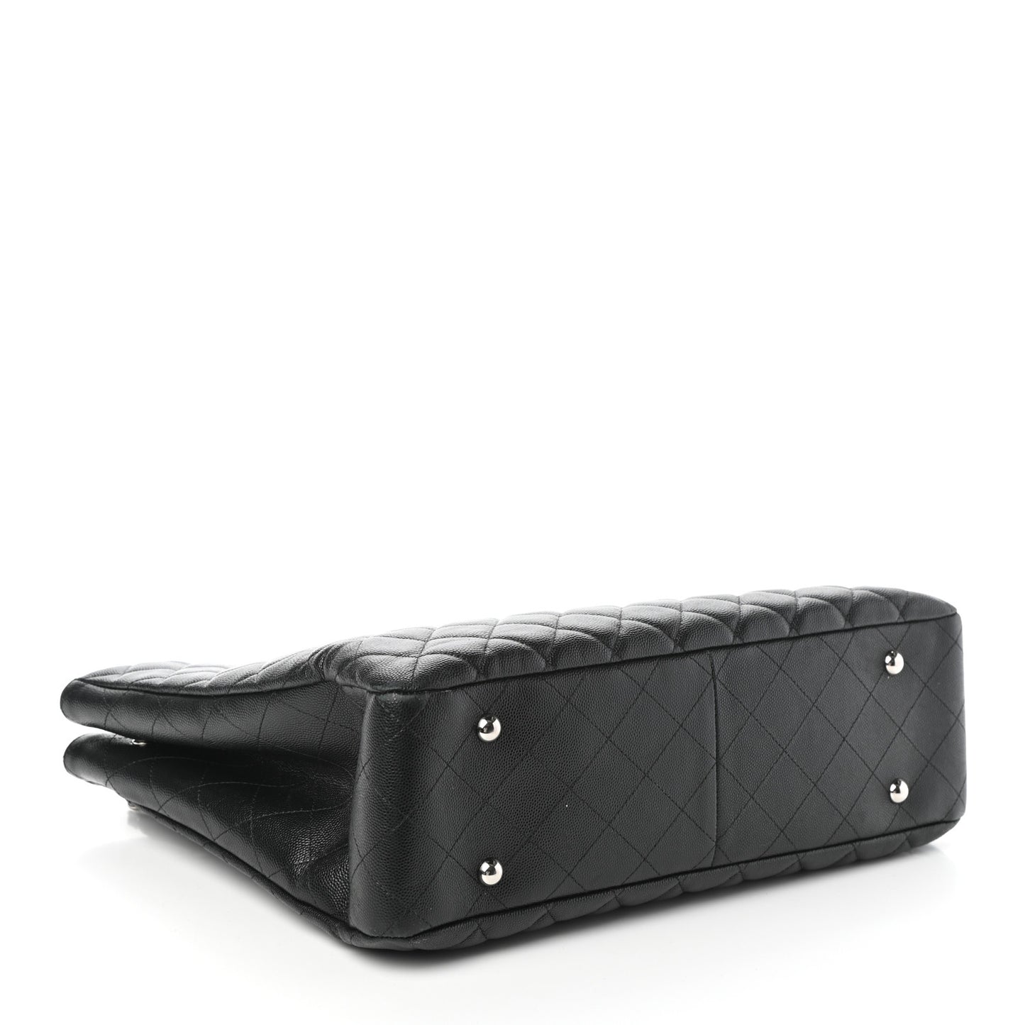 Caviar Quilted Large Classic Shopping Tote Black
