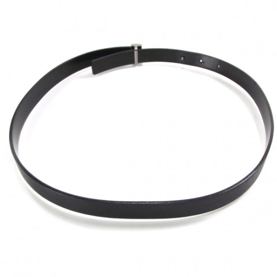 Leather Logo Buckle Belt Black 32
