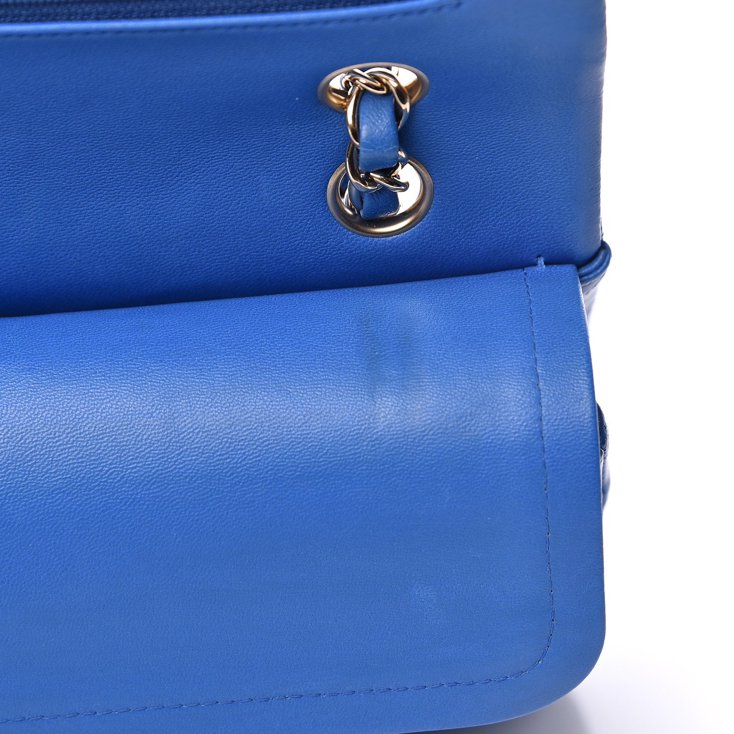 Lambskin Quilted Medium Double Flap Blue