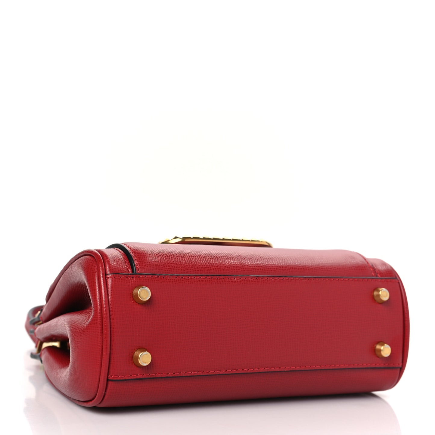 Grainy Calfskin Mini Rockstud Alcove Top-Handle Bag Rouge Pur