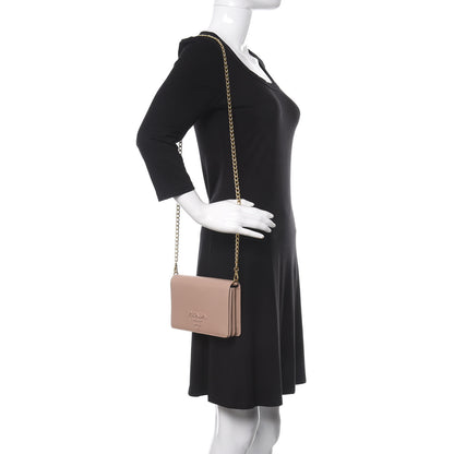 Prada Saffiano Lux Monocrome Chain Wallet Cipria 2 of 11