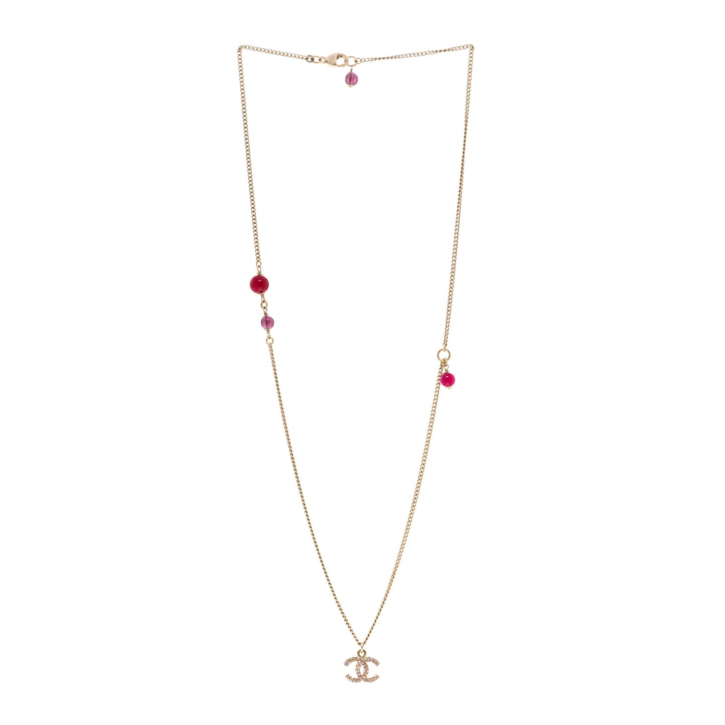 Crystal CC Pendant Necklace Purple Light Gold