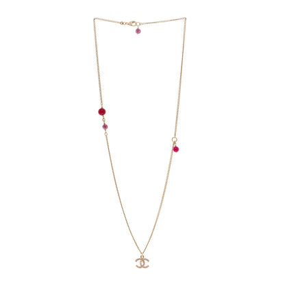 Chanel Crystal CC Pendant Necklace Purple Light Gold 3 of 5