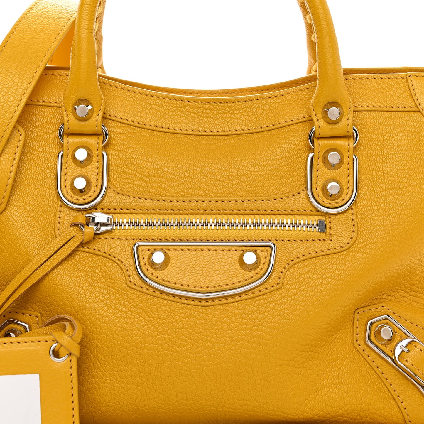 Chevre Silver Metallic Edge Hardware S City Jaune Epi