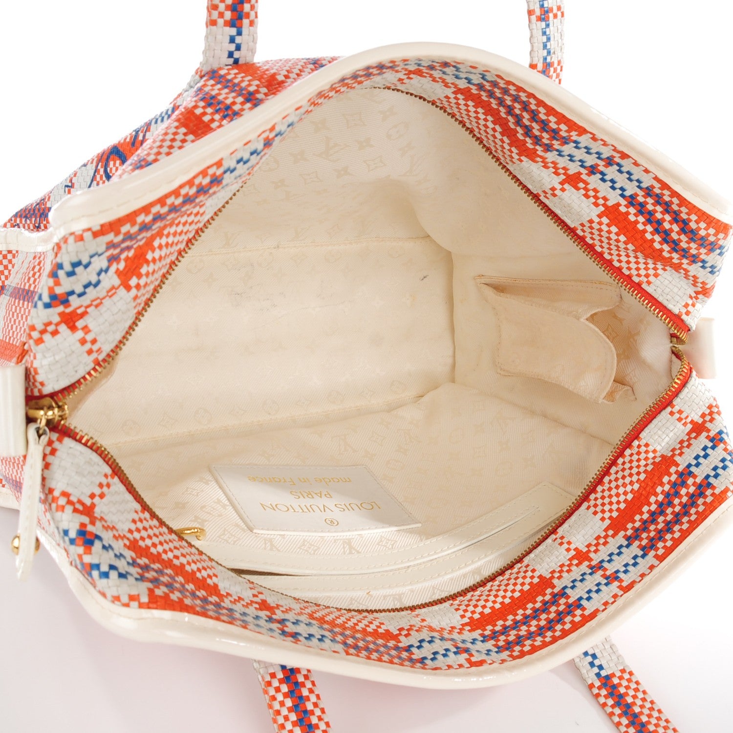 Louis Vuitton Woven Leather Plaid Laundry Tote Orange 5 of 7