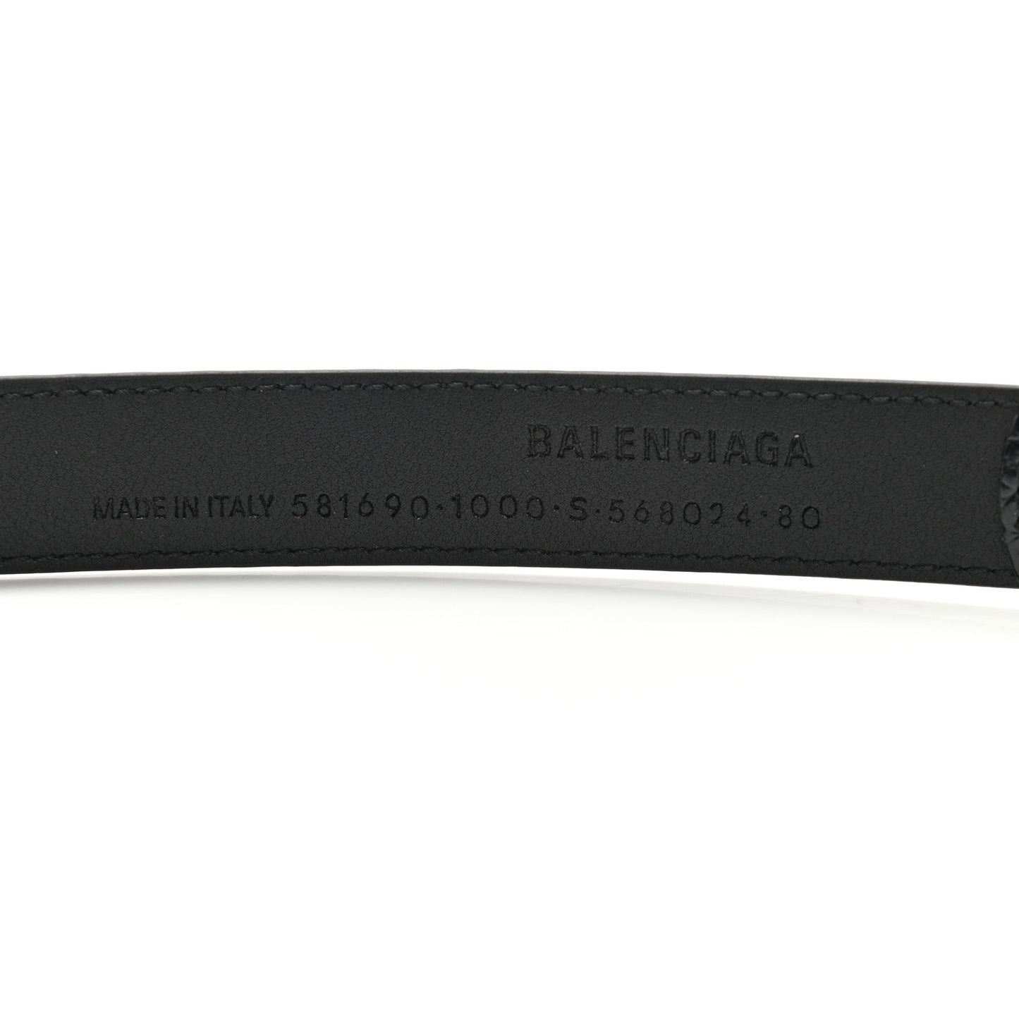 Shiny Calfskin Crocodile Embossed BB 25mm Thin Belt 80 32 Black