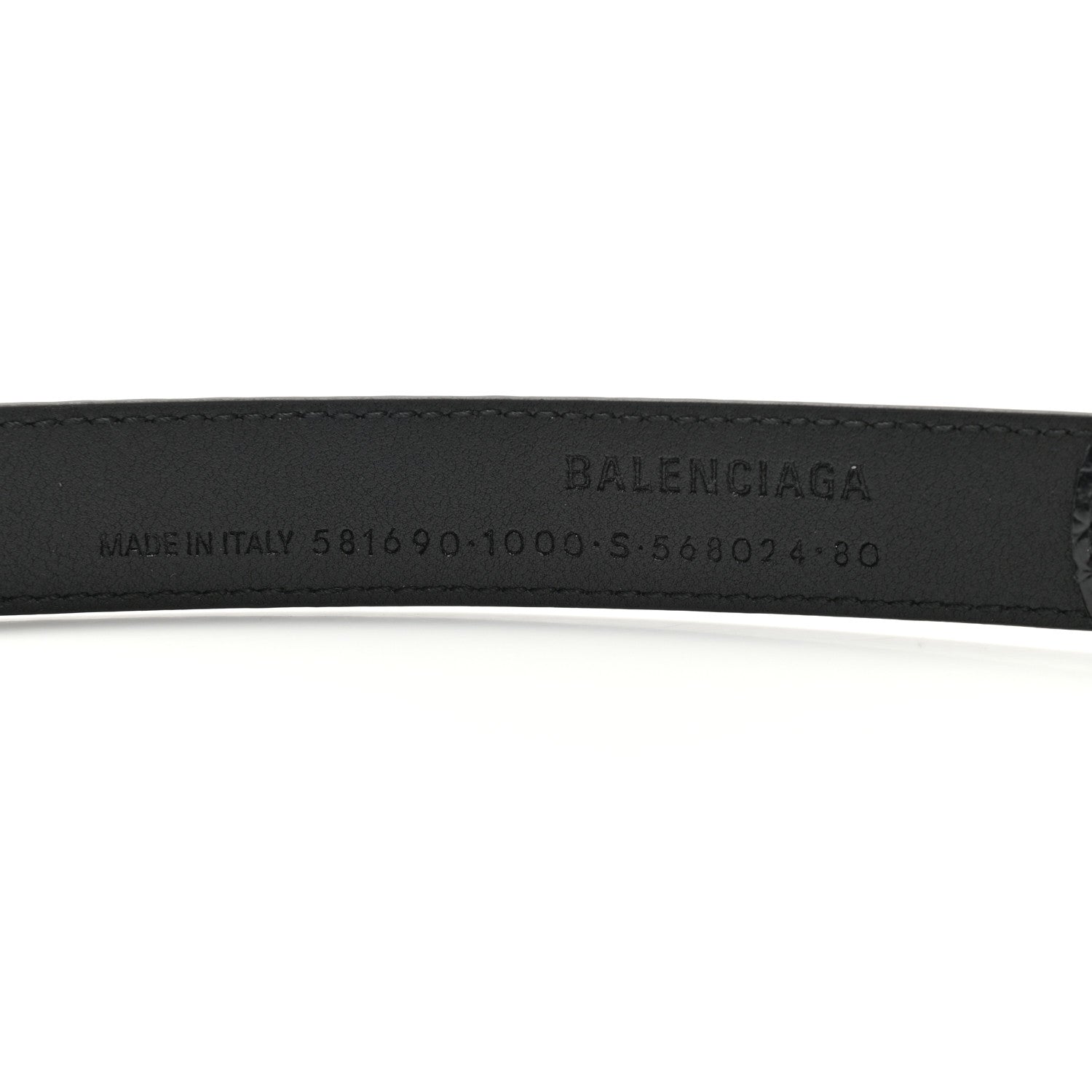 Balenciaga Shiny Calfskin Crocodile Embossed BB 25mm Thin Belt 80 32 Black 5 of 6