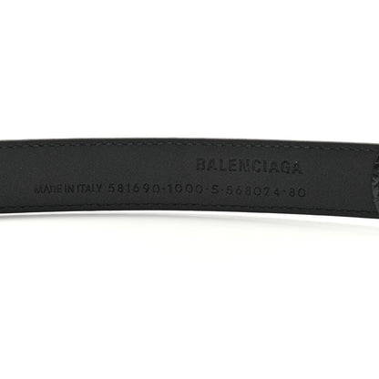 Balenciaga Shiny Calfskin Crocodile Embossed BB 25mm Thin Belt 80 32 Black 5 of 6