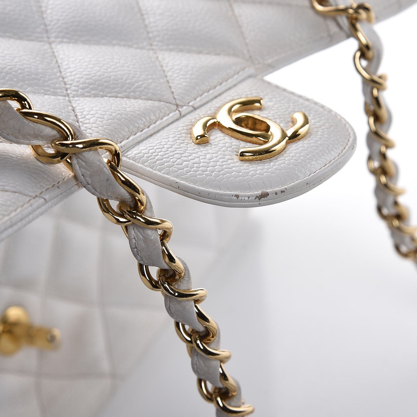 Caviar Quilted Jumbo Single Flap White