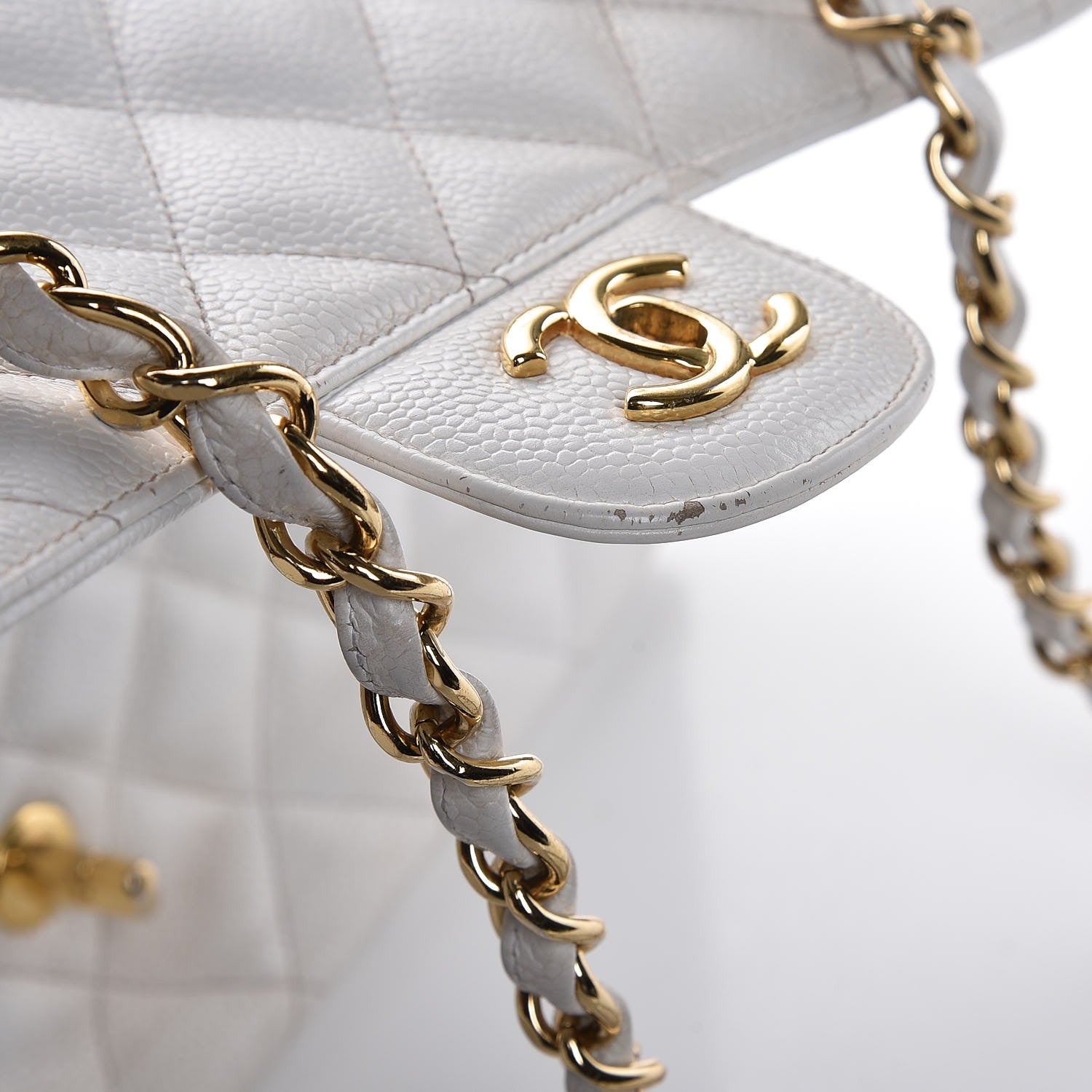 Chanel Caviar Quilted Jumbo Single Flap White 24 of 32