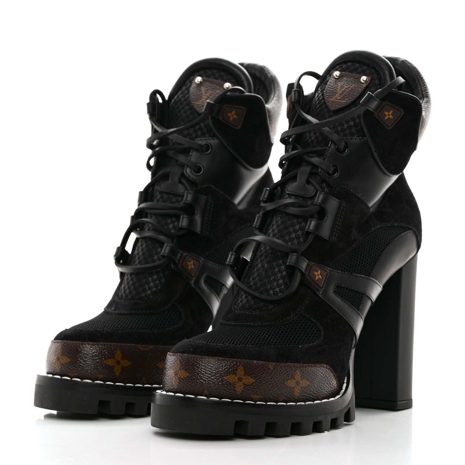 Louis Vuitton Suede Calfskin Monogram Star Trail Ankle Boots 39.5 Black 3 of 7