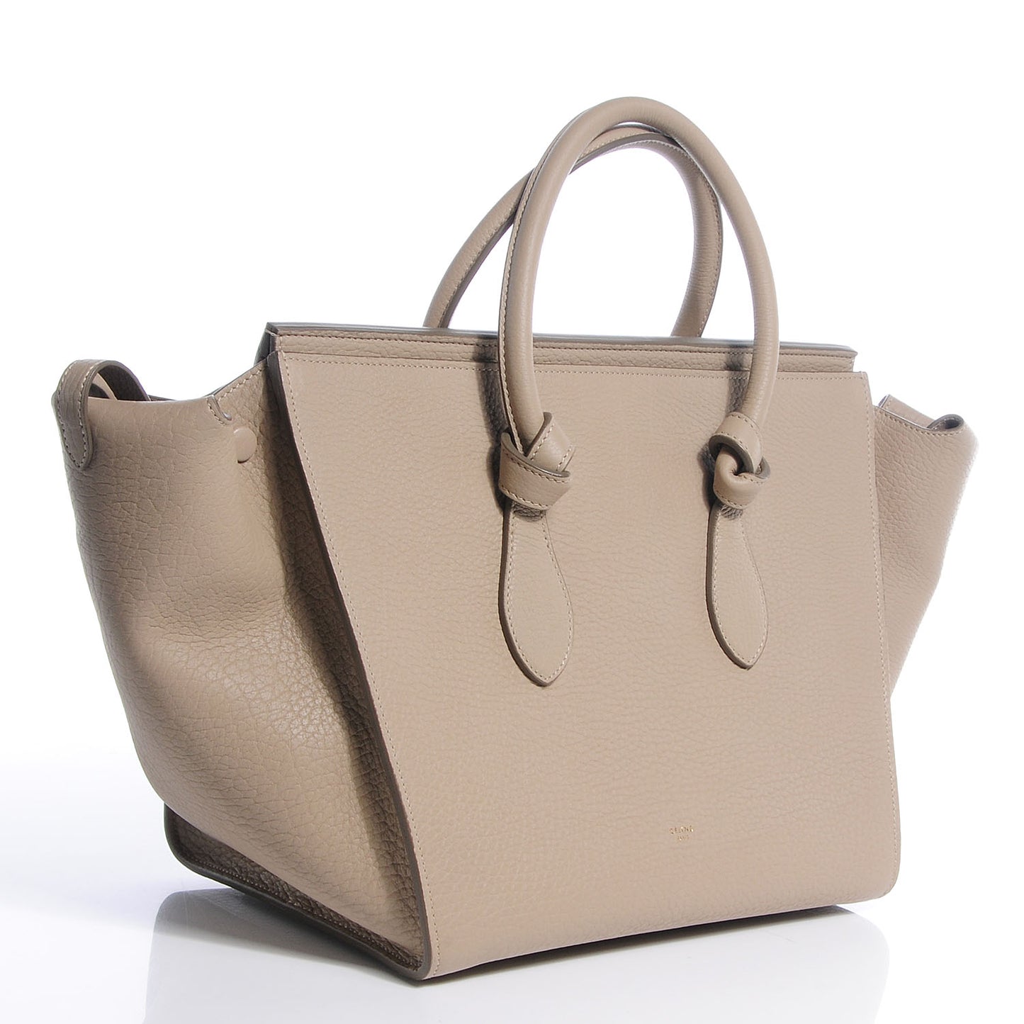 Small Grained Calfskin Tie Knot Tote Light Taupe