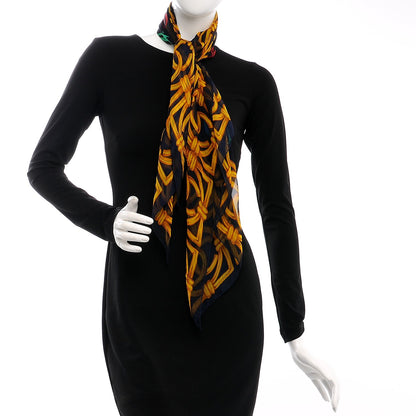 Chanel Silk Chiffon Sailboat Scarf Navy 2 of 6